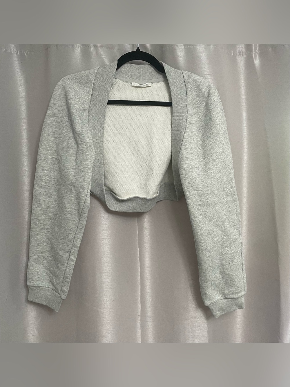 ZARA Gray Cropped Shrug Bolero Sweatshirt | Balletcore Athleisure Layer
